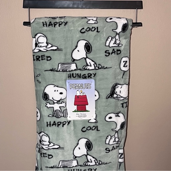 Peanuts Snoopy Green/ Grey Throw Blanket - Picture 1 of 7